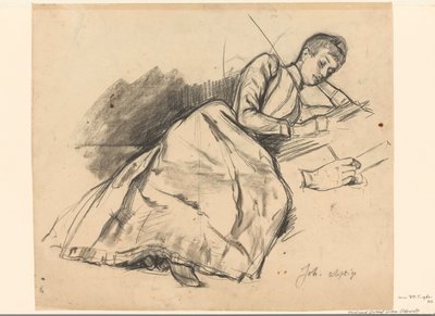 Mujer joven leyendo en un sofá de Ferdinand Oldewelt
