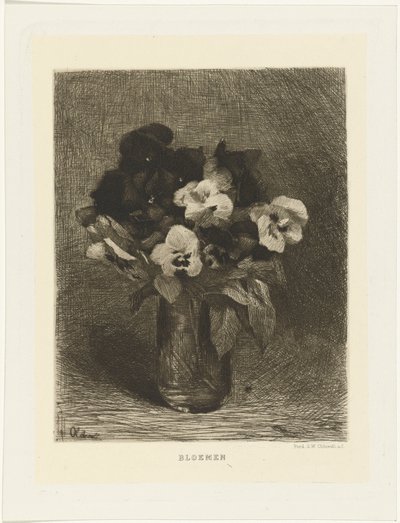 Violetas en un florero Flores (título en objeto) de Ferdinand Oldewelt