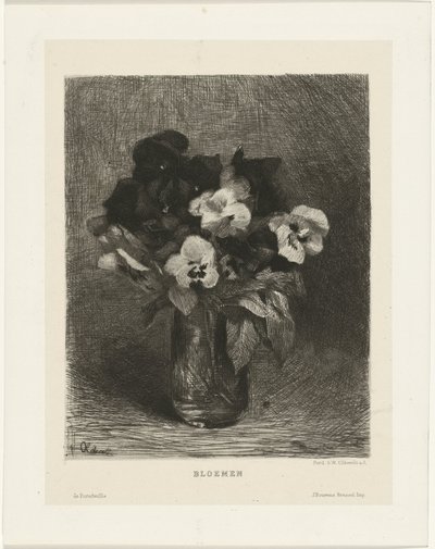 Violetas en un florero Flores (título en objeto) de Ferdinand Oldewelt