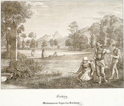 Viernes Pradera antes de Aigen, cerca de Salzburgo de Ferdinand Olivier