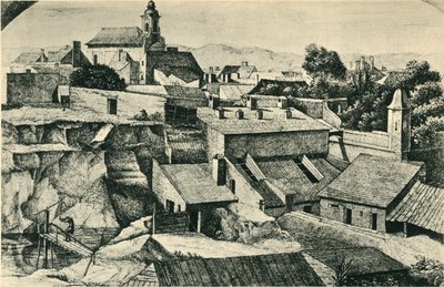 Cantera en Alt-Matzleinsdorf, con la iglesia parroquial de San Florian en Viena de Ferdinand Olivier