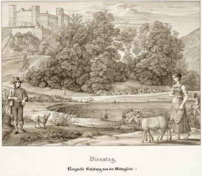 El martes: El castillo de Salzburgo visto desde el sur de Ferdinand Olivier