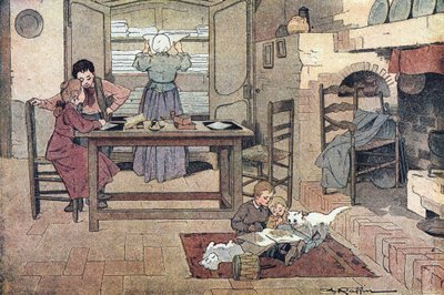 Trabajo en casa (deberes, lectura y tareas domésticas), en Imagier de l