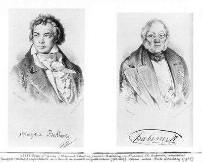 Ludwig van Beethoven (1770-1827) y François-Antoine Habeneck (1781-1849) de Ferdinand Schimon