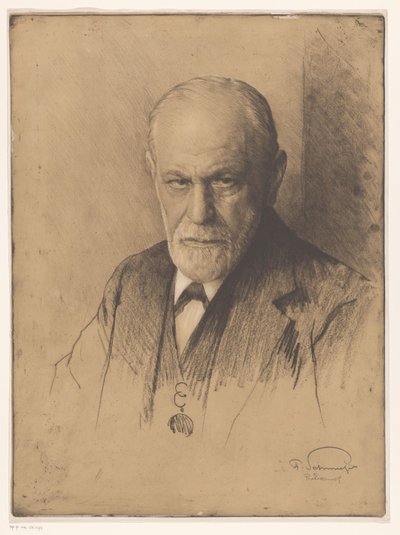 Portret de Sigmund Freud de Ferdinand Schmutzer (signed by artist)