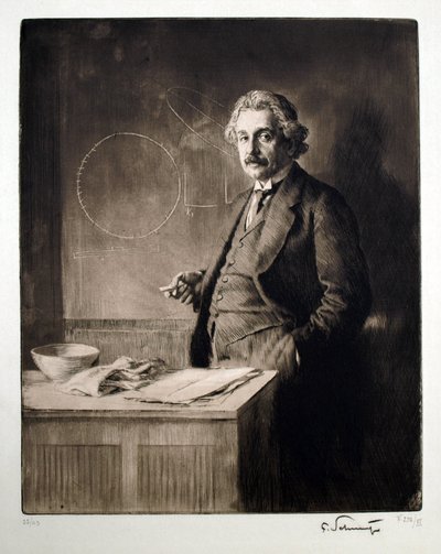 Retrato de Albert Einstein (1879-1955). Oeuvre de Ferdinand Schmutzer (1870-1928), grabado de Ferdinand Schmutzer