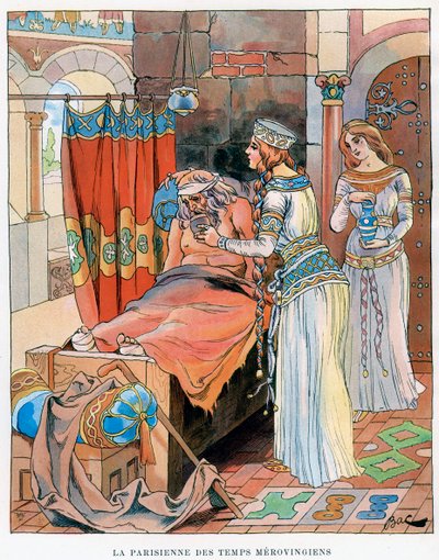 La mujer parisina durante la época de los merovingios, siglos V-VIII d.C., c. 1870-1950 de Ferdinand Sigismund Bac