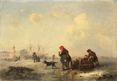 El Neva en San Petersburgo en invierno de Ferdinand Theodor Hildebrandt