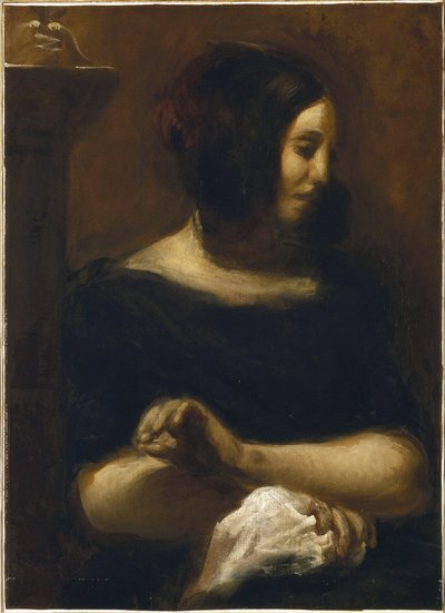 Retrato de George Sand, después de 1838 de Ferdinand Victor Eugene (after) Delacroix