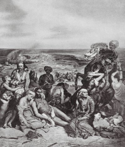 Las masacres de Quíos (litografía) de Ferdinand Victor Eugene (after) Delacroix