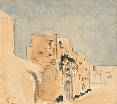 Un edificio marroquí (lápiz y acuarela sobre papel) de Ferdinand Victor Eugene Delacroix