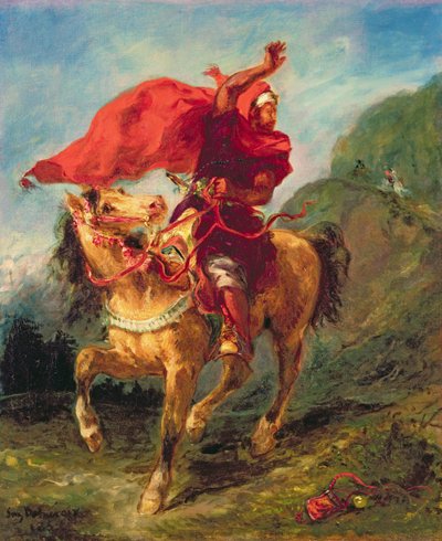 Jinete árabe dando una señal de Ferdinand Victor Eugene Delacroix