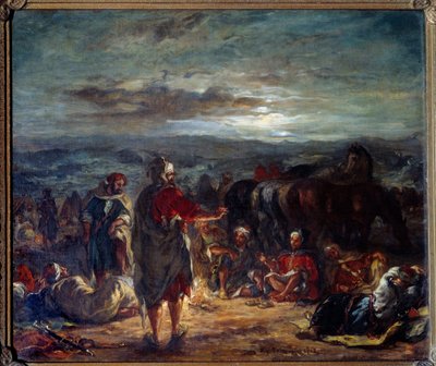 Campamento árabe de noche de Ferdinand Victor Eugene Delacroix