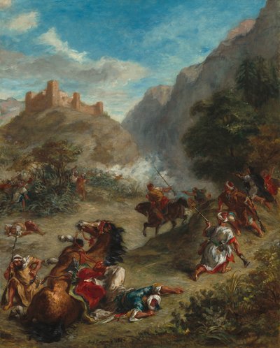Árabes escaramuzando en las montañas de Ferdinand Victor Eugene Delacroix