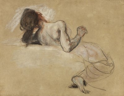 Mujer agachada de Ferdinand Victor Eugene Delacroix