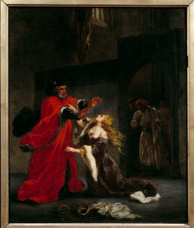 Desdémona maldecida por su padre (Brabancio). Ilustración de la obra de William Shakespeare Othello o el moro de Venecia de Ferdinand Victor Eugene Delacroix