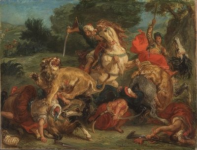 La caza del león. 1855 de Ferdinand Victor Eugene Delacroix