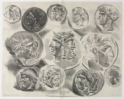 Hoja de doce medallas antiguas, 1825 de Ferdinand Victor Eugene Delacroix