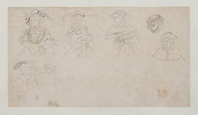 Estudios de figuras, c.1800-1899 (grafito sobre papel tejido) de Ferdinand Victor Eugene Delacroix