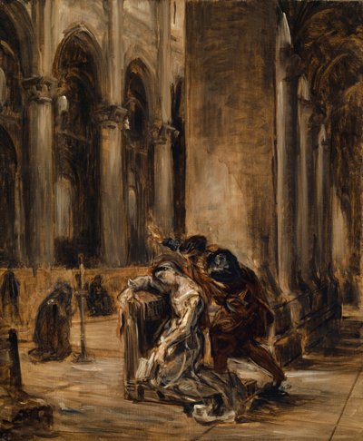 Gretchen en la catedral, c.1850 de Ferdinand Victor Eugene Delacroix