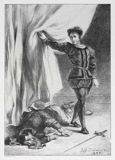 Hamlet: Hamlet y el cadáver de Polonio, 1835 de Ferdinand Victor Eugene Delacroix