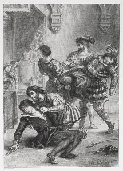 Hamlet: La Muerte de Hamlet, 1843 de Ferdinand Victor Eugene Delacroix