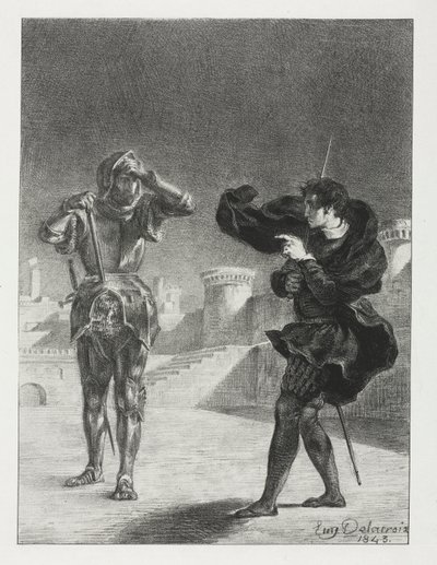 Hamlet: El fantasma en la terraza, 1843 de Ferdinand Victor Eugene Delacroix