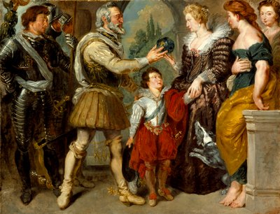 Enrique IV confiriendo la regencia a María de Médici (después de Rubens) de Ferdinand Victor Eugene Delacroix