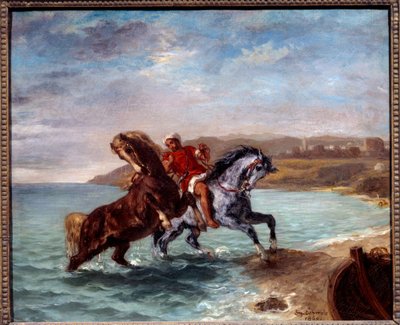 Caballos saliendo del mar de Ferdinand Victor Eugene Delacroix
