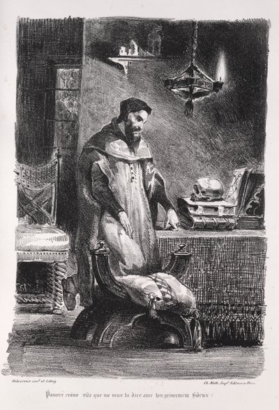 Ilustraciones para Fausto: Fausto en su camerino, 1828 de Ferdinand Victor Eugene Delacroix