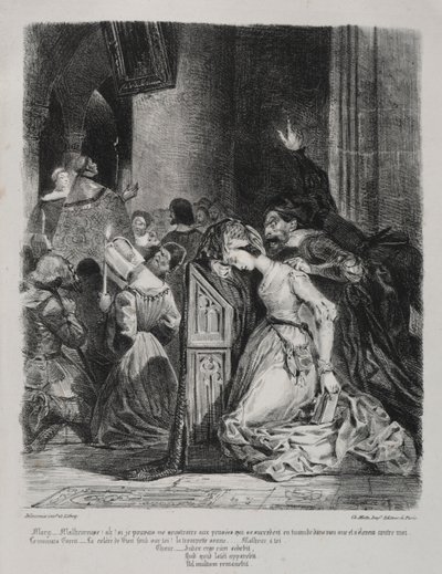 Ilustraciones para Fausto: Margarita en la iglesia, 1828 de Ferdinand Victor Eugene Delacroix