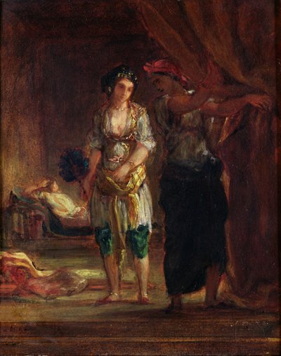 Interior de un harén en Orán, c.1847 de Ferdinand Victor Eugene Delacroix