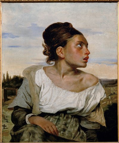 Jeune orpheline au cimetiere - joven huérfana en el cementerio ... de Ferdinand Victor Eugene Delacroix