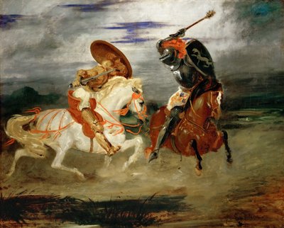Caballeros luchando en el campo de Ferdinand Victor Eugene Delacroix