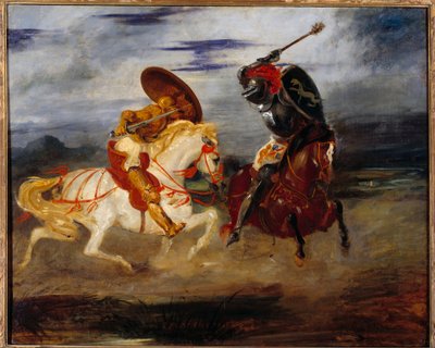 Caballeros luchando en el campo de Ferdinand Victor Eugene Delacroix