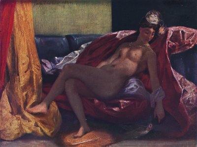 La mujer con el loro, 1827 de Ferdinand Victor Eugene Delacroix