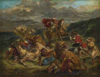 Caza de leones, 1860-61 de Ferdinand Victor Eugene Delacroix