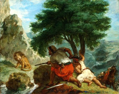 Caza de leones en Marruecos, 1854 de Ferdinand Victor Eugene Delacroix