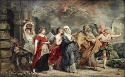 La fuga de Lot (circa 1841) de Ferdinand Victor Eugene Delacroix