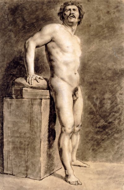 Figura de academia masculina, probablemente polaca, de pie, 1821 de Ferdinand Victor Eugene Delacroix