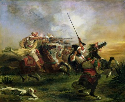 Jinetes marroquíes en acción militar, 1832 de Ferdinand Victor Eugene Delacroix