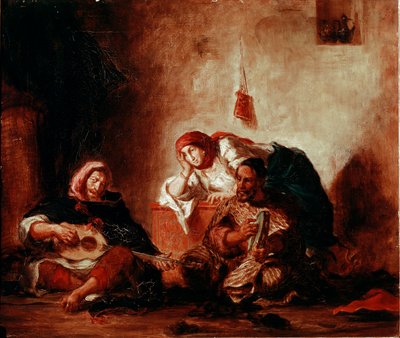 Orientalismo: Músicos judíos de Mogador, Marruecos. Pintura de Eugene Delacroix (1798-1863) Siglo XIX. París, Museo del Louvre de Ferdinand Victor Eugene Delacroix