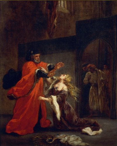 Otelo, Acto I, Escena 3: Desdémona a los pies de su padre, 1852 de Ferdinand Victor Eugene Delacroix