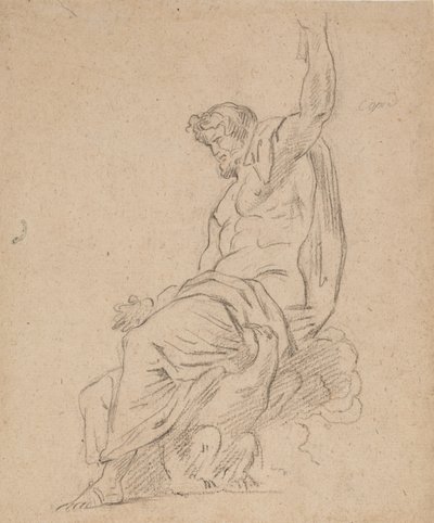 Anverso: Figura sedente de un hombre, posiblemente de Júpiter, sobre un águila, alzando la mano izquierda. de Ferdinand Victor Eugene Delacroix