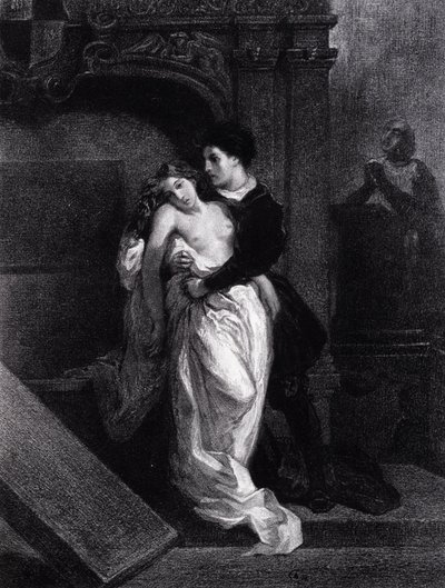 Romeo y Julieta - grabado de Eugene Delacroix de Ferdinand Victor Eugene Delacroix