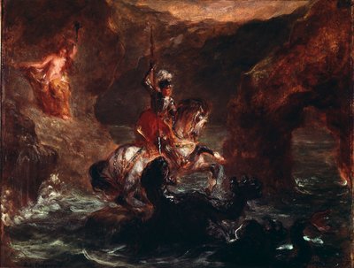 San Jorge matando al dragón. Pintura de Eugène Delacroix (1798-1863) 1847. París, Museo del Louvre de Ferdinand Victor Eugene Delacroix