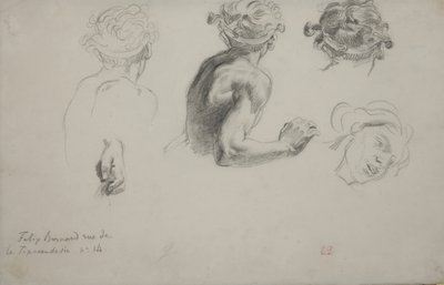 Hoja de estudios para la "Justicia de Trajano" de Ferdinand Victor Eugene Delacroix