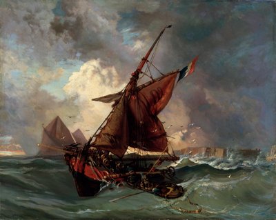 Barcos en un mar tormentoso, siglo XIX de Ferdinand Victor Eugene Delacroix