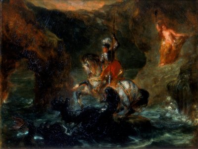 San Jorge luchando contra el dragón o Perseo liberando a Andrómeda, 1847 de Ferdinand Victor Eugene Delacroix