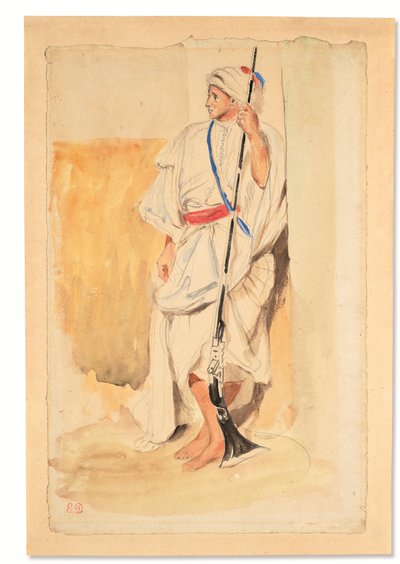 Árabe de pie (acuarela a lápiz y gouache sobre papel) de Ferdinand Victor Eugene Delacroix